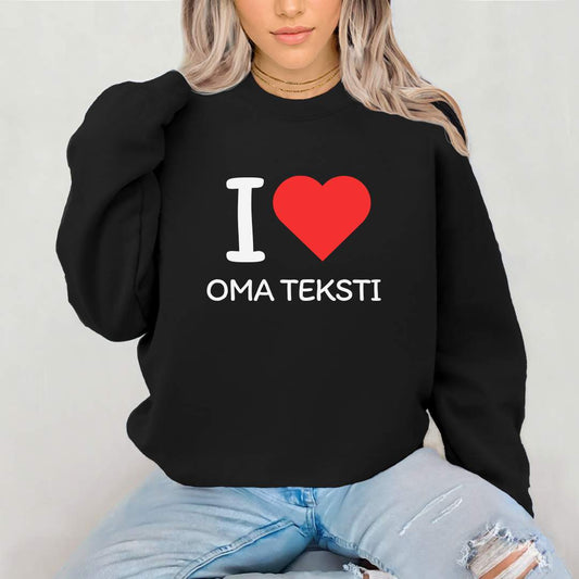 Collegepaita tekstillä - I Love X