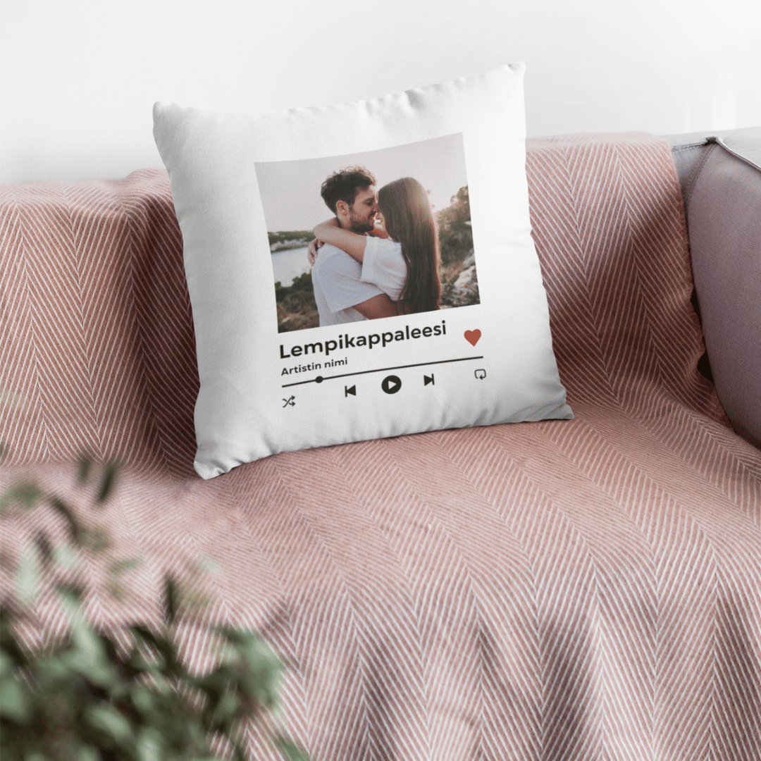 Tyynynpäällinen - Mediasoitin omalla kuvalla ja kappaleella