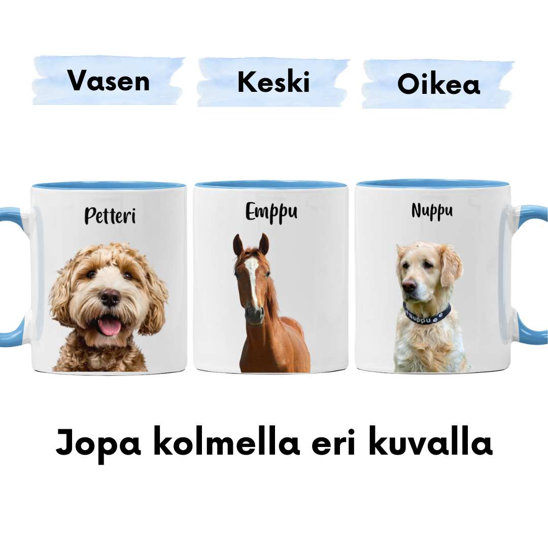 Muki kuvalla ja tekstillä - ilman taustaa