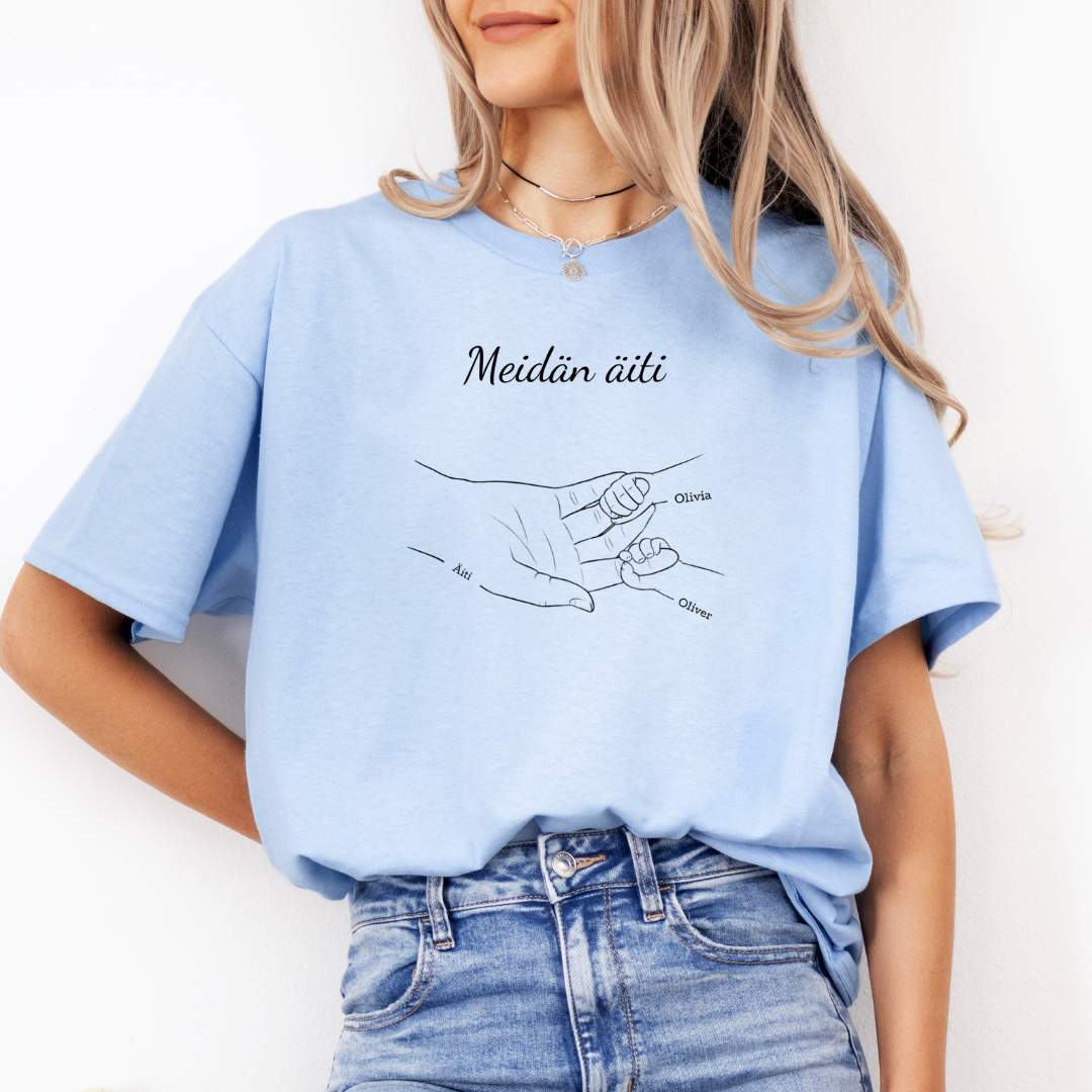T-paita nimillä - käsi kädessä