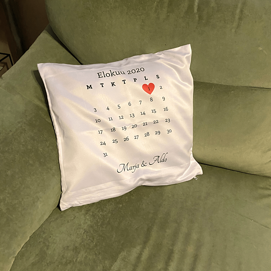 Tyynynpäällinen - Omalla kuvalla ja päivämäärällä